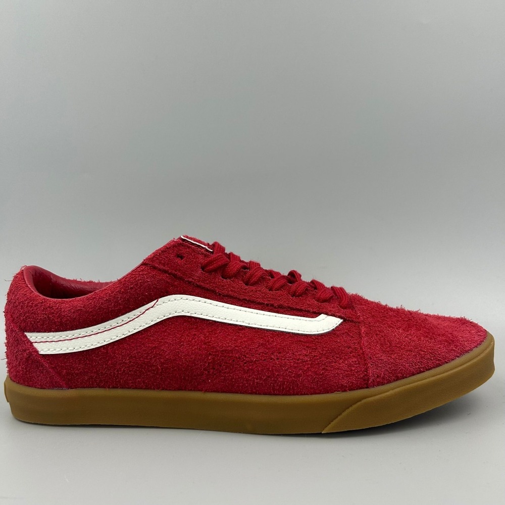 Vans Old Skool Lowpro Women Size 9 Red Gum Suede Leather Skate Shoes NEW